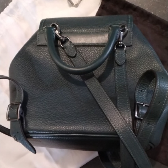 Coach Hadley Dark Green Leather Backpack - Picture 3 of 6